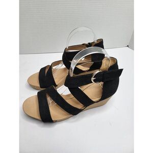 DR Scholls Strappy Platform Wedge Sandals Eyelet Size 8.5M Y2K Comfort Open Toe